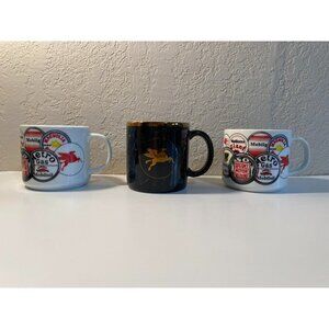 Three Mobil Gas Mugs - Pegasus - Mobiloil / Magnolia / Socony Vintage Logos